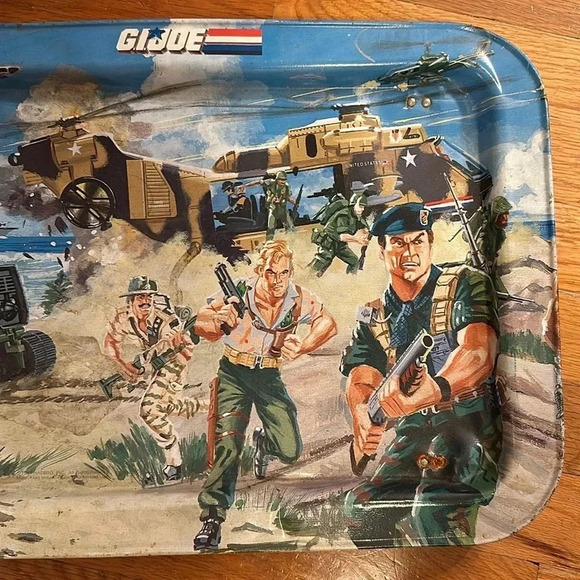 VINTAGE 1987 G.I. JOE Hasbro folding dinner/lunch metal tray •RARE• - Picture 5 of 13